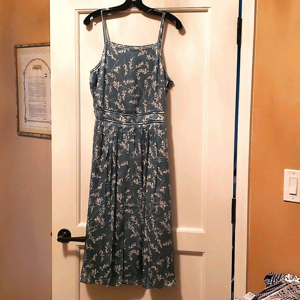 Club Monaco Green floral silk dress